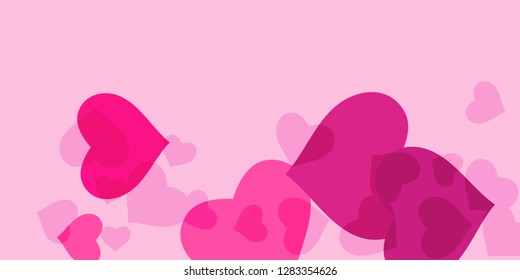 Heart confetti for Valentine's Day. The concept of festive decoration. Fashionable color concept. Trendy pink background in the shape of pink heart confetti for women's day.