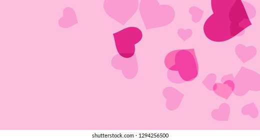 Heart confetti for Valentine's Day. The concept of festive decoration. Fashionable color concept. Trendy pink background in the shape of pink heart confetti for women's day.