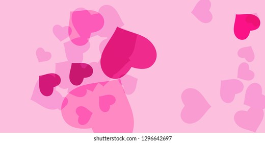 Heart confetti for Valentine's Day. The concept of festive decoration. Fashionable color concept. Trendy pink background in the shape of pink heart confetti for women's day.