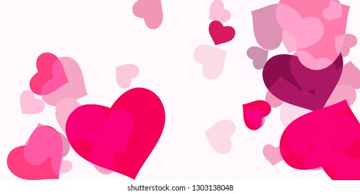 Heart confetti for Valentine's Day. The concept of festive decoration. Fashionable color concept. Trendy pink background in the shape of pink heart confetti for women's day.
