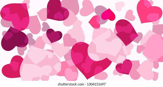 Heart confetti for Valentine's Day. The concept of festive decoration. Fashionable color concept. Trendy pink background in the shape of pink heart confetti for women's day.