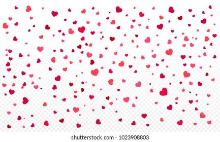 Heart confetti or Valentines falling background. Love elements on white background. Womens Day design. Vector Illustration.