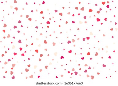 Heart confetti of Valentine's petals. Beautiful Confetti Hearts