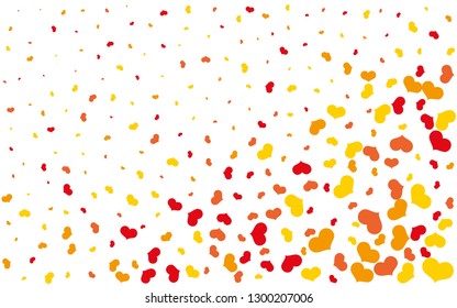 Heart confetti of Valentines petals falling on white background. Flower petal in shape of heart confetti for Women's Day, holiday decoration, wrapping etc.