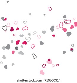 Heart confetti vector pattern. Romantic feelings, relationships concept background. Love hearts, amour and passion emotion backdrop for Valentine's day banner or card.