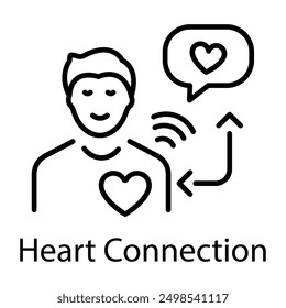 Icono de conexión del corazón diseñado en estilo de línea  