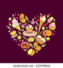 the heart, consisting of confectionery, is the sweet taste of love