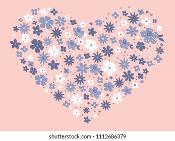 Heart consisting of flowers. Vector illustration.