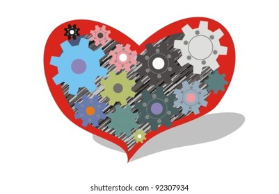 heart, consisting of gears. Vector  illustration