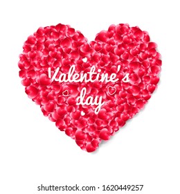 A heart consisting of multiple red hearts on a white background. Realistic style. The symbol of St.Valentine’s Day. A card for the fourteenth of February. Stock vector illustration.