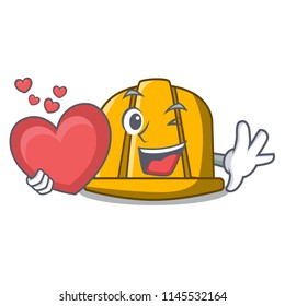 With heart construction helmet mascot cartoon