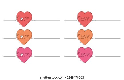 Corazón. Ilustración vectorial de dibujos de líneas continentales.