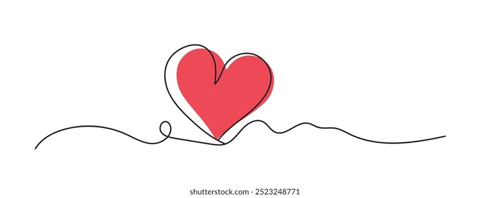 heart continues line art drawing, abstract heart vector, line art illustration, love vector