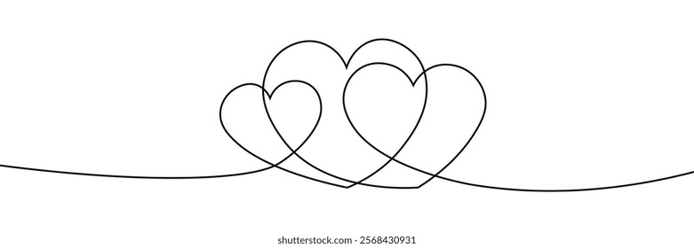 Heart continues line art drawing. Vector illustration