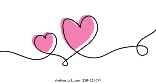  heart with continuous hand line drawing of love sign. vector eps10