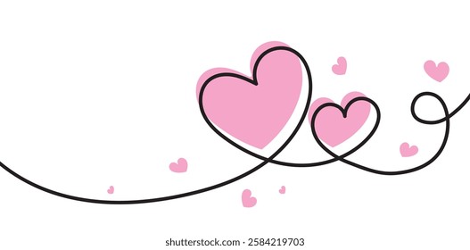  heart with continuous hand line drawing of love sign. vector eps10
