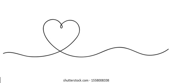 Heart. Continuous line art drawing. Hand drawn doodle vector illustration in a continuous line. Line art decorative design