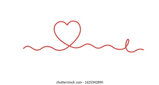  Heart. Continuous line art drawing. Hand drawn doodle vector illustration in a continuous line. Eps 10