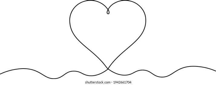 Heart. Continuous line art drawing. Hand drawn doodle vector illustration in a continuous line. Line art decorative design