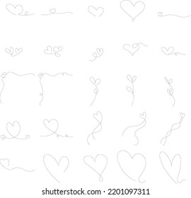 Heart. Continuous line art drawing. Hand drawn doodle vector illustration in a continuous line. Line art decorative design
