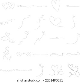Heart. Continuous line art drawing. Hand drawn doodle vector illustration in a continuous line. Line art decorative design