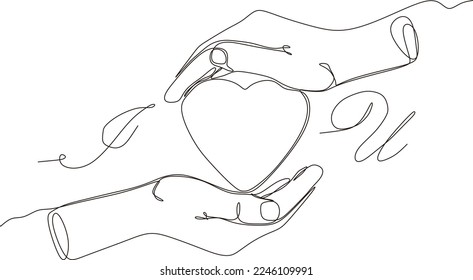 Corazón. Dibujo continuo de líneas. Ilustración vectorial dibujada a mano en líneas continuas en blanco y negro. Diseño decorativo de líneas de arte