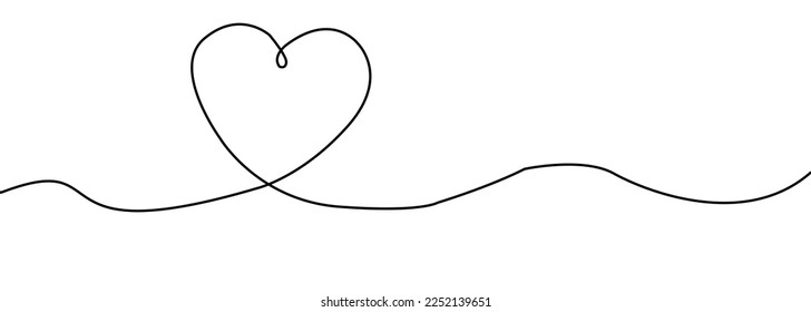 Heart. Continuous line art drawing. Hand drawn doodle vector illustration in a continuous line. Line art decorative design