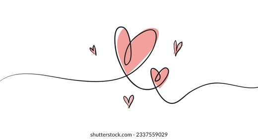 Heart. Continuous line art drawing. Hand drawn doodle vector illustration in a continuous line. Line art decorative design