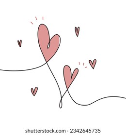 Corazón. Dibujo continuo de líneas. Ilustración del vector del doodle dibujado a mano en una línea continua. Diseño decorativo de líneas de arte
