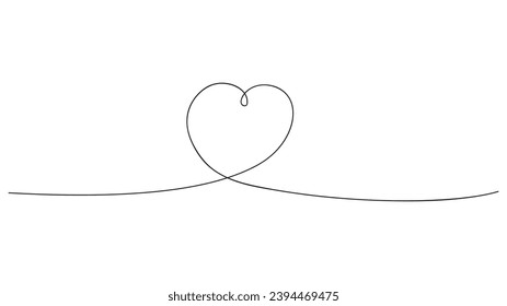 Dibujo de línea continua del corazón. Ilustración del vector