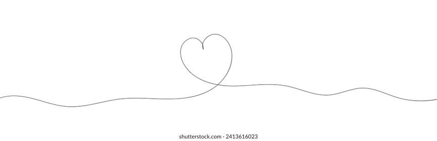 Heart. Continuous line art drawing. Hand drawn doodle vector illustration in a continuous line. Line art decorative design