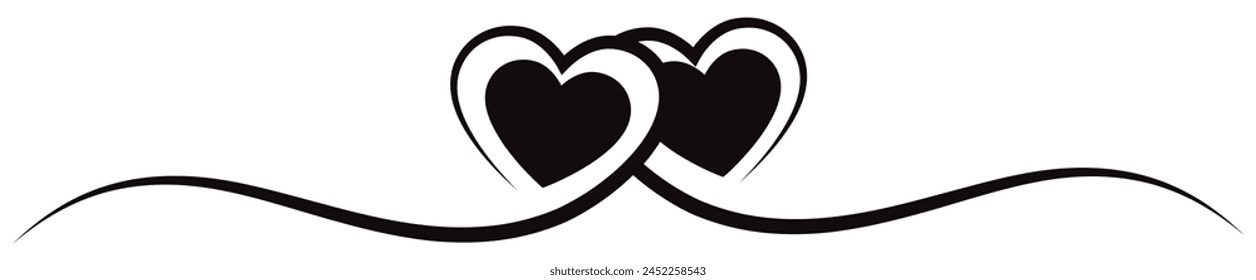 Heart. Continuous line art drawing. Hand drawn doodle vector illustration in a continuous line. Line art decorative design. eps 10