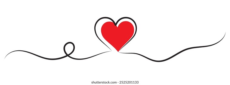 Corazón. Dibujo de arte lineal continuo. Ilustración vectorial doodle dibujada a mano en un diseño de línea continua eps 10