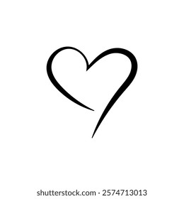 Heart in continuous line art drawing stile, symbolizing love and romance, isolated on a white background. Vector illustration