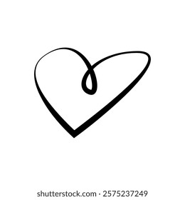 Heart in continuous line art drawing stile, symbolizing love and romance, isolated on a white background. Vector illustration