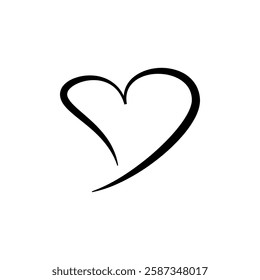 Heart in continuous line art drawing stile, symbolizing love and romance, isolated on a white background. Vector illustration