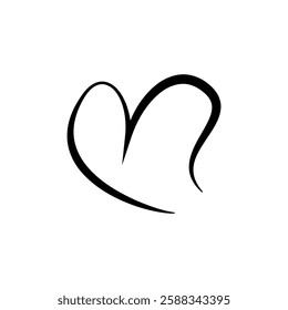 Heart in continuous line art drawing stile, symbolizing love and romance, isolated on a white background. Vector illustration