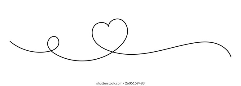 Heart. Continuous line art drawing. Hand drawn doodle vector illustration in a continuous line art . Hand drawn doodle heart. flat style,