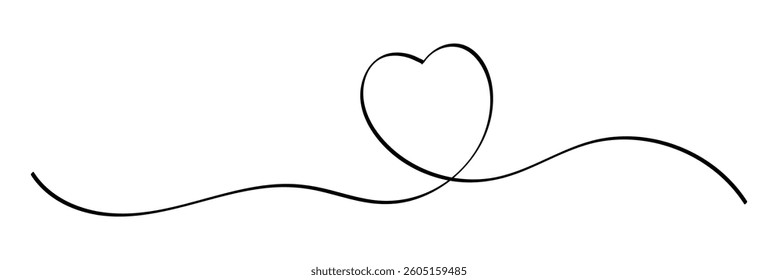 Heart. Continuous line art drawing. Hand drawn doodle vector illustration in a continuous line art . Hand drawn doodle heart. flat style,