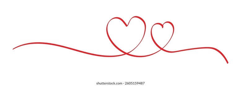 Heart. Continuous line art drawing. Hand drawn doodle vector illustration in a continuous line art . Hand drawn doodle heart. flat style,