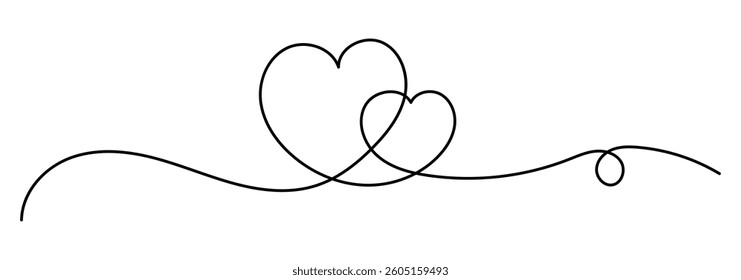 Heart. Continuous line art drawing. Hand drawn doodle vector illustration in a continuous line art . Hand drawn doodle heart. flat style,