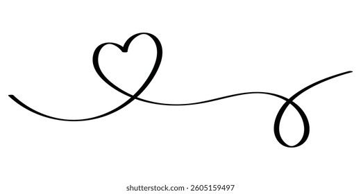 Heart. Continuous line art drawing. Hand drawn doodle vector illustration in a continuous line art . Hand drawn doodle heart. flat style,