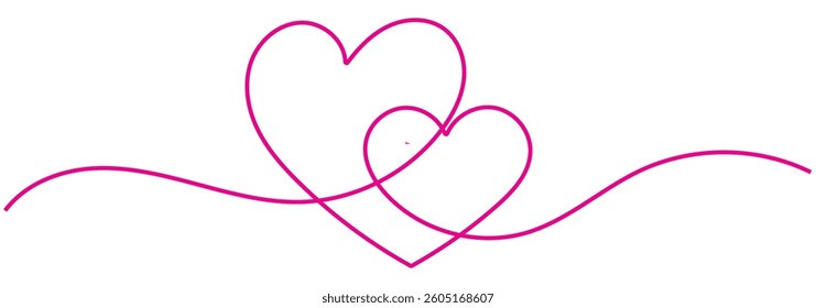 Heart. Continuous line art drawing. Hand drawn doodle vector illustration in a continuous line. Line art decorative design