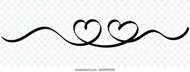 Heart continuous line art drawing. Single contour heart for love design. Single lineart sketch heart. Symbol love. Doodle contour vector illustration. 