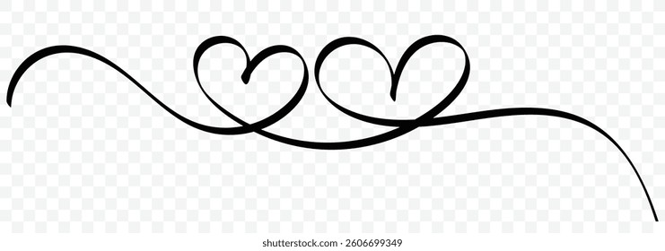 Heart continuous line art drawing. Single contour heart for love design. Single lineart sketch heart. Symbol love. Doodle contour vector illustration. 