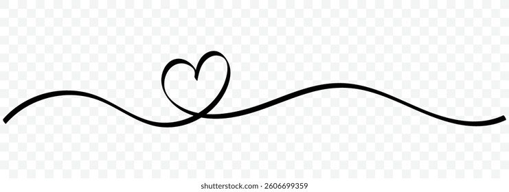 Heart continuous line art drawing. Single contour heart for love design. Single lineart sketch heart. Symbol love. Doodle contour vector illustration. 