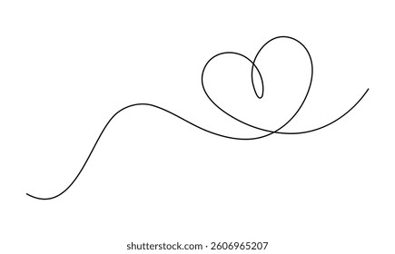 Heart Continuous line art drawing vector illustration. Abstract love symbol