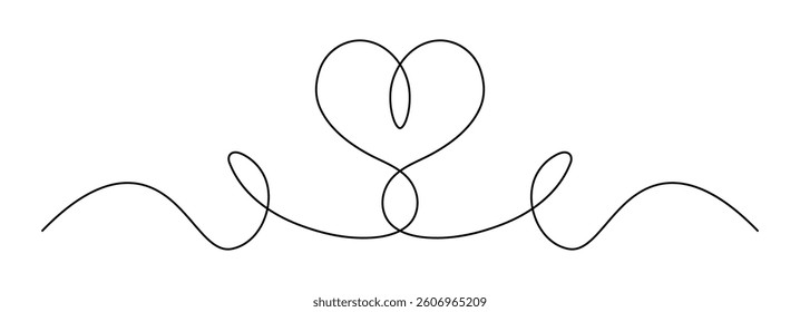 Heart Continuous line art drawing vector illustration. Abstract love symbol