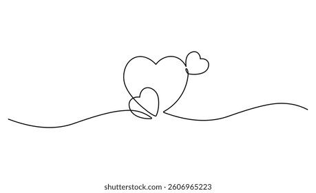 Heart Continuous line art drawing vector illustration. Abstract love symbol
