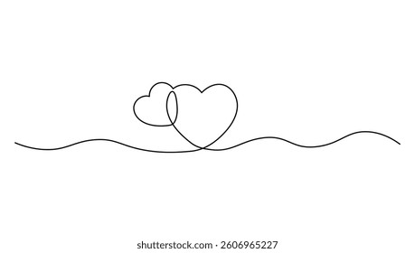 Heart Continuous line art drawing vector illustration. Abstract love symbol